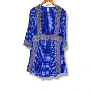 Madewell Blue 3/4 Sleeve Crew Neck Sundress